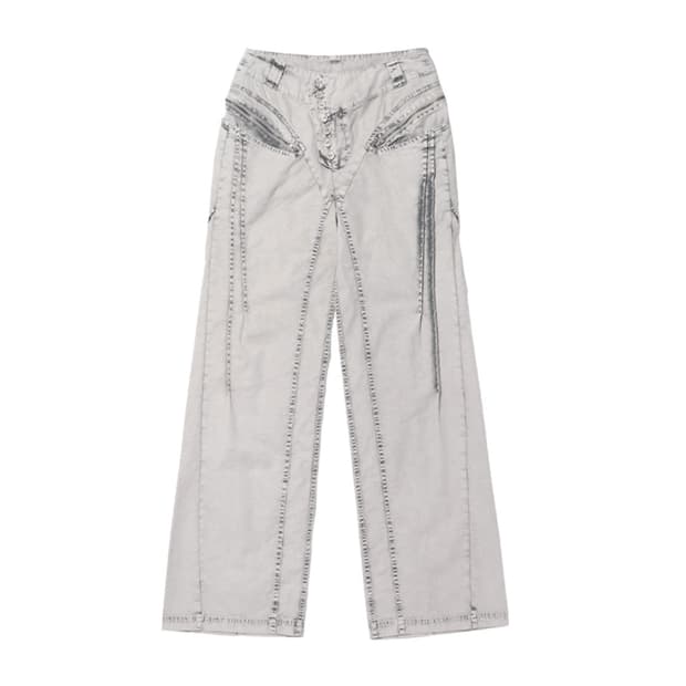 미스치프 블리치드 핀턱 팬츠 블리치드 그레이 M