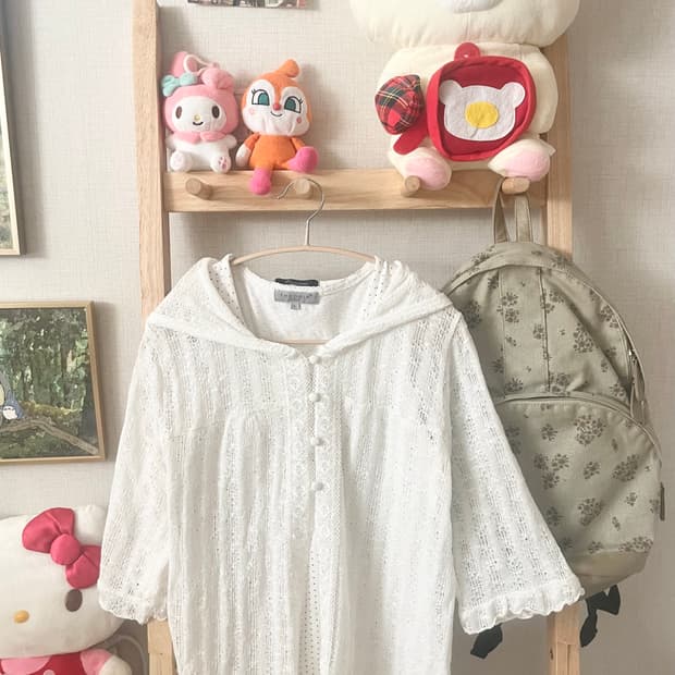 모리걸 빈티지 펀칭 레이스 후드 가디건 🤍🎀🌸