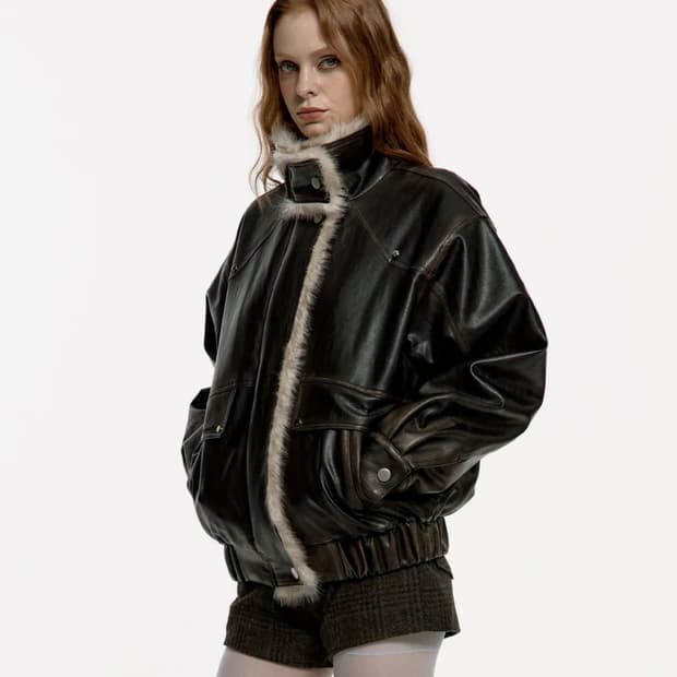 ROUGHNECK 러프넥 워싱 레더 무스탕 자켓