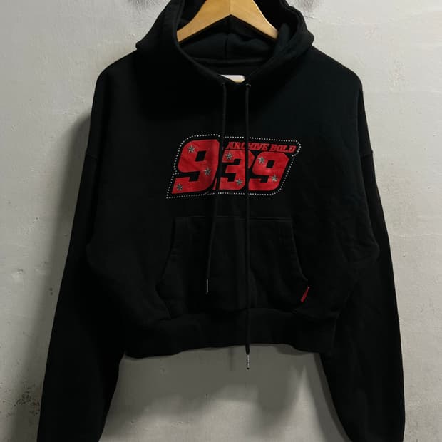 55-66 아카이브볼드939 루즈핏 스웻 크롭 후드티 정품