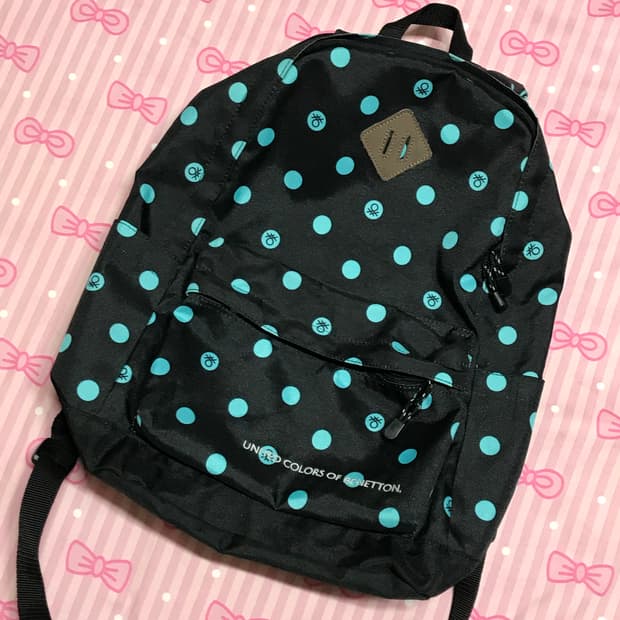 베네통 민트 도트 백팩