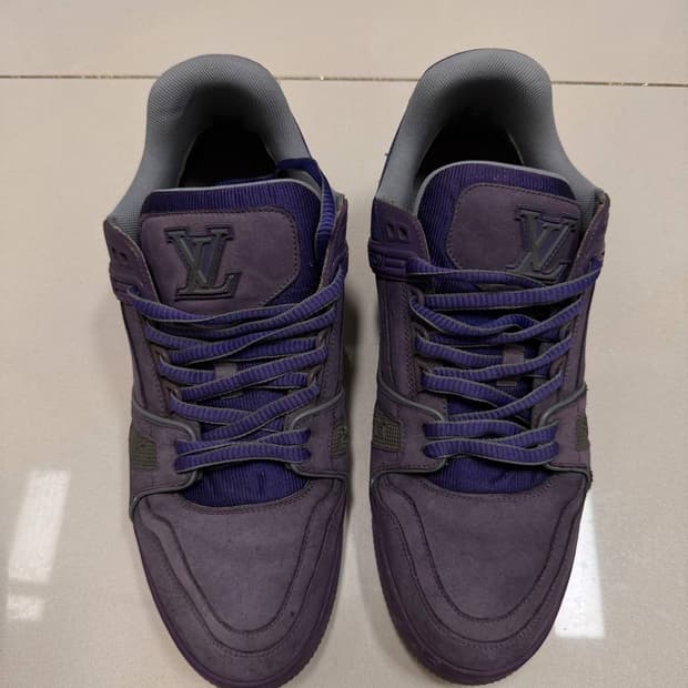 루이비통 LV 트레이너 스니커즈 퍼플 스웨이드 버질 아블로 시즌 8.5
