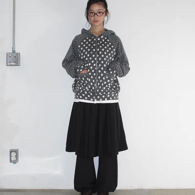 LAYERED PLEATED SKIRT PANTS BLACK