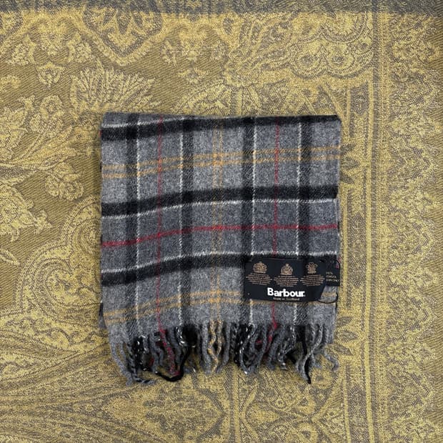 00s 바버 클래식 스코틀랜드 메이드 컨트리 체크 램스울 머플러 N271