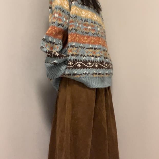 over-fit nordic pattern knit