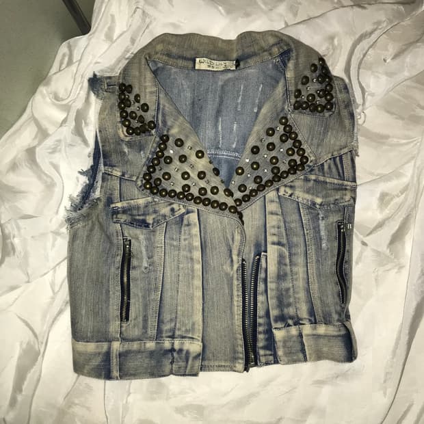 Vintage 락 고스펑크 데미지 스터드 vest