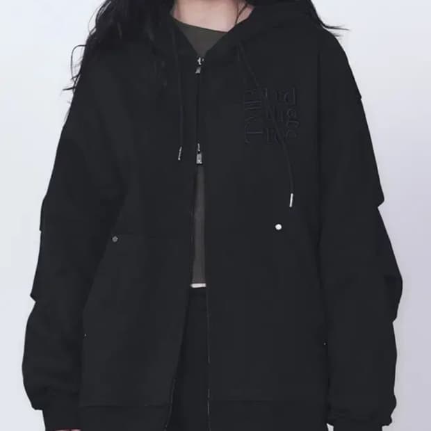 트리밍버드 스퀘어 로고 스웻 후드집업 