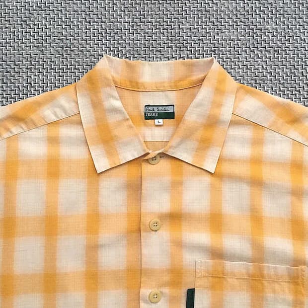 90s check plaid cotton open-collar shirt