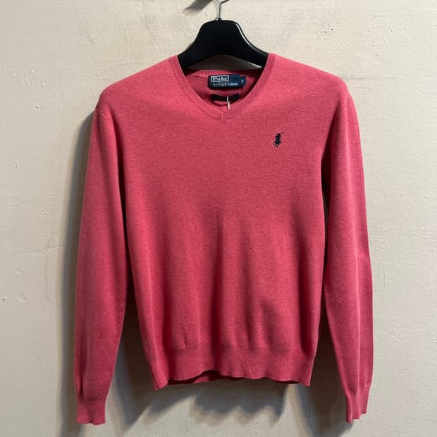 폴로 랄프 로렌 핑크 브이넥 스웨터