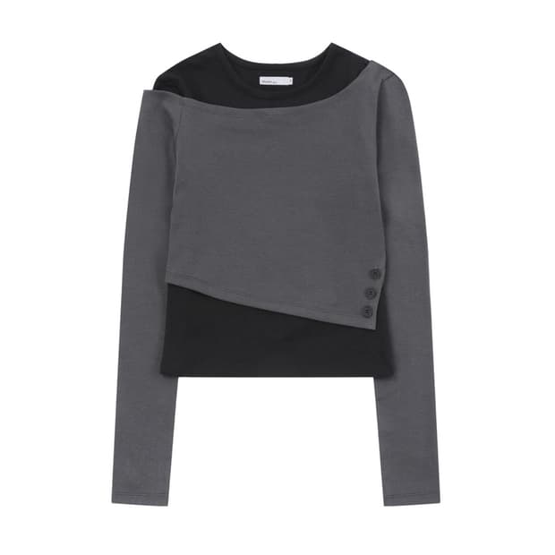 미세키 서울 레이어드 롱 슬릿 슬리브 차콜