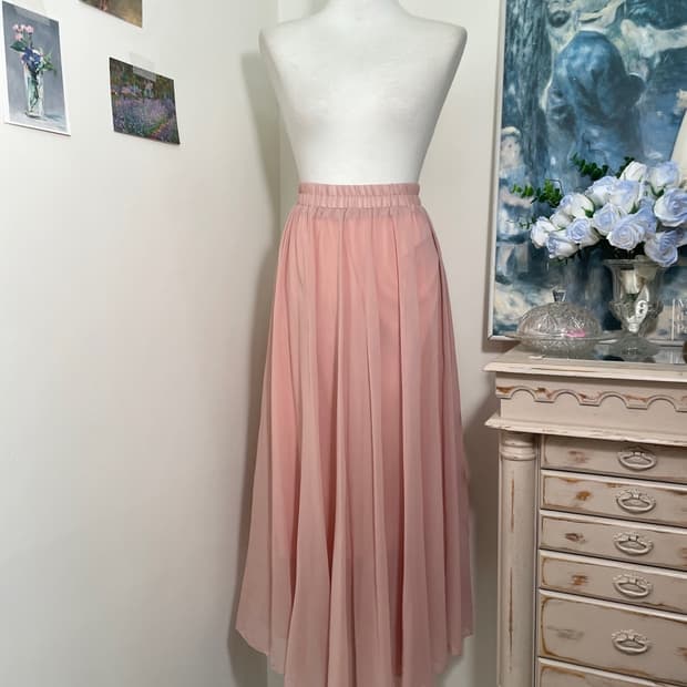 coral chiffon unbalance banding long ski
