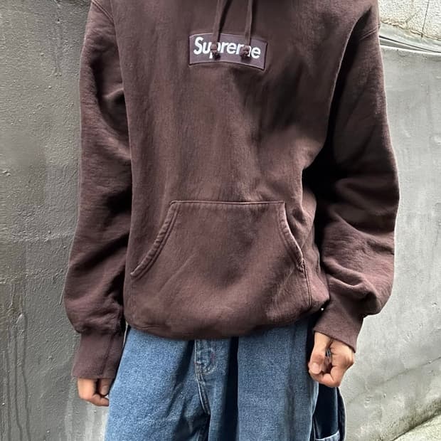 *rare* 극악매물 21fw 슈프림 브라운 박스로고 후드티