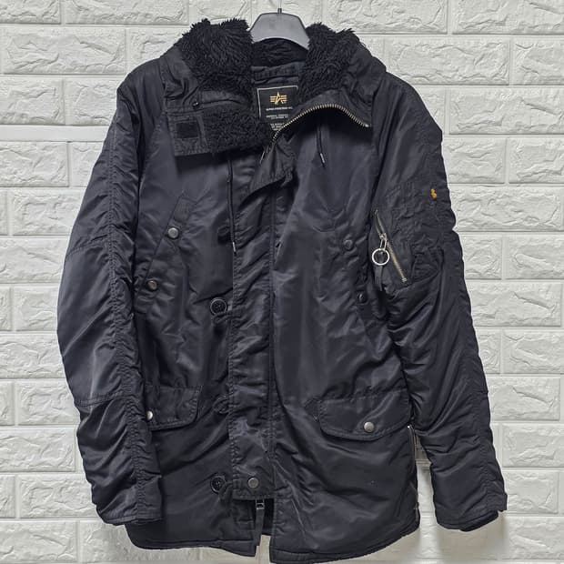 택포) 알파인더스트리 블랙 퍼후드 야상점퍼 M