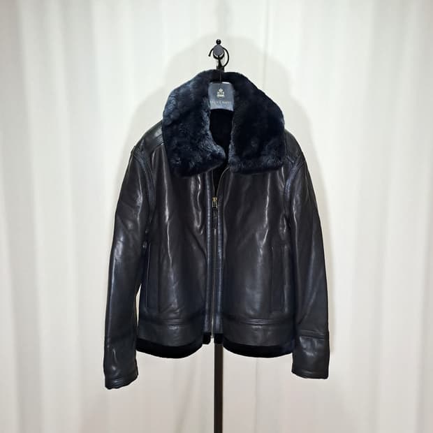 (택포) 양가죽 싱글 블랙 무스탕 100 B467