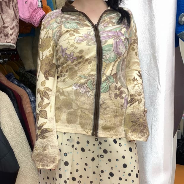 y2k 브라운 비즈 집업