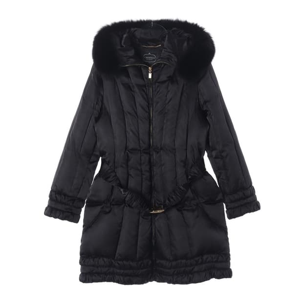 1 Madison 럭스 리얼 폭스퍼 벨티드 다운 롱패딩