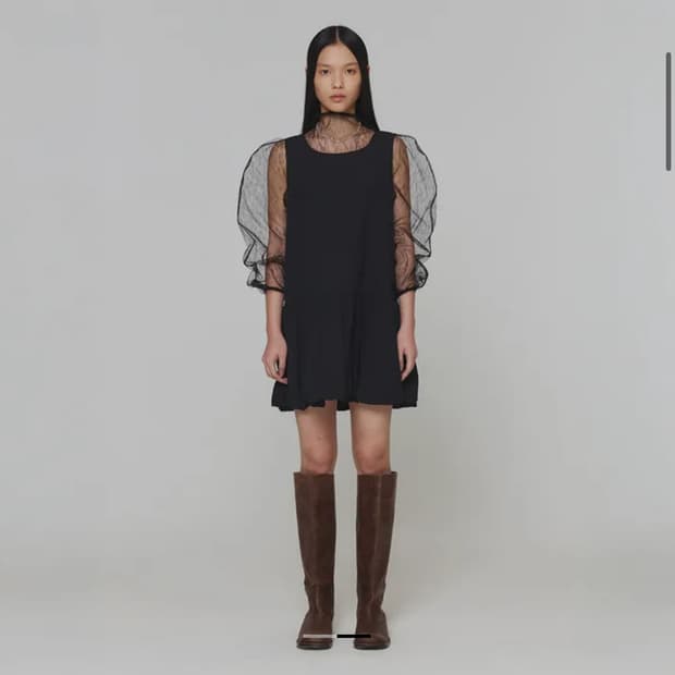 아모멘토 volume mini dress black 볼륨 미니 드레스