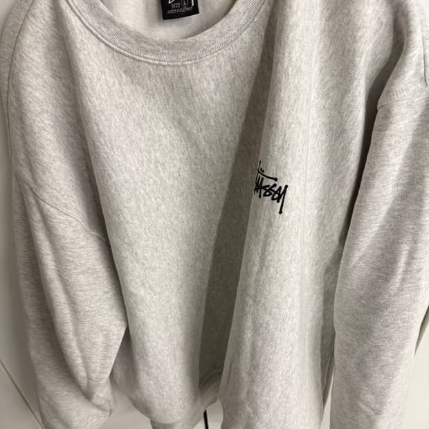 스투시 베이직 기모맨투맨 애쉬헤더 L