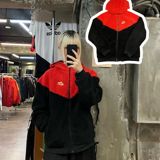 나이키 플리스 레드 블랙 XL #csz2017