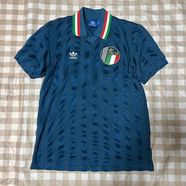 아디다스 이탈리아 반팔 카라티 90 빈티지 축구 유니폼 져지