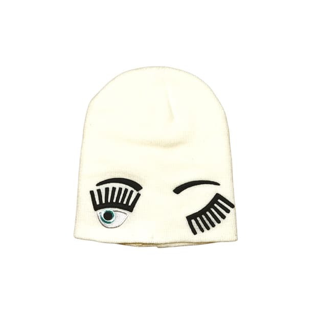 Y2K Wink Eye Embroidered Knit Beanie