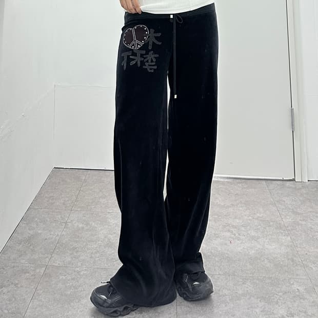 Vintage velvet heart low rise pants