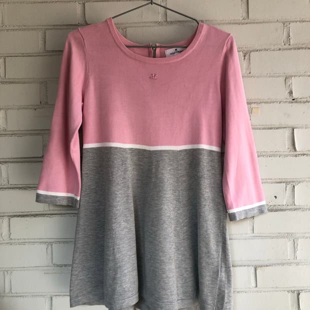 꾸레쥬 그레이 핑크 슬리브
