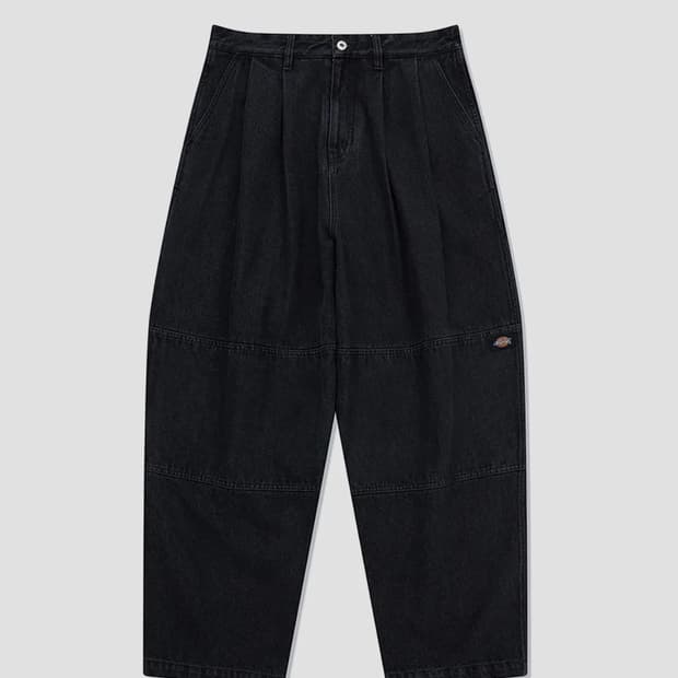 디키즈 투 플리츠 벌룬 워크 데님팬츠 Black