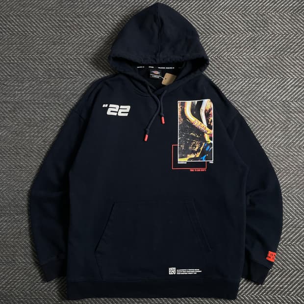 00s 디키즈 패치워크 그래픽 박시핏 후드 티셔츠o 5051