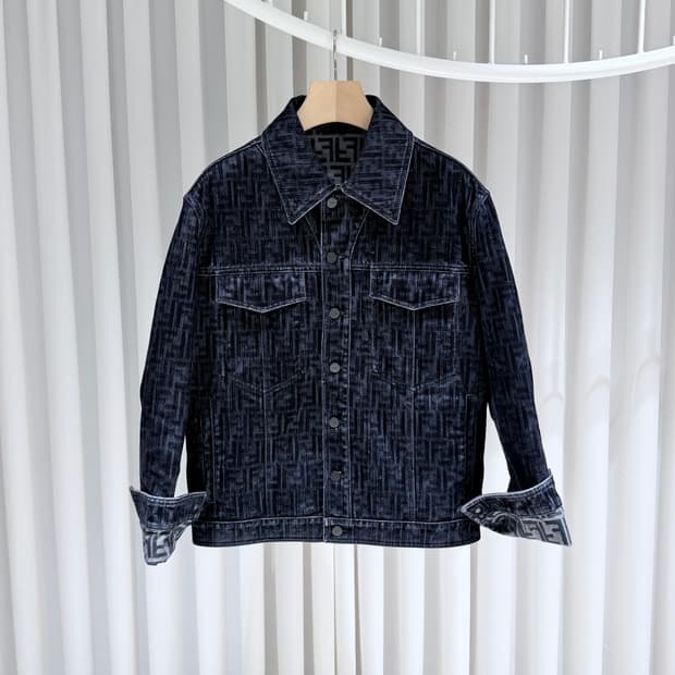 (A+/48) / 펜디FF로고 벨벳 블랙 데님 자켓