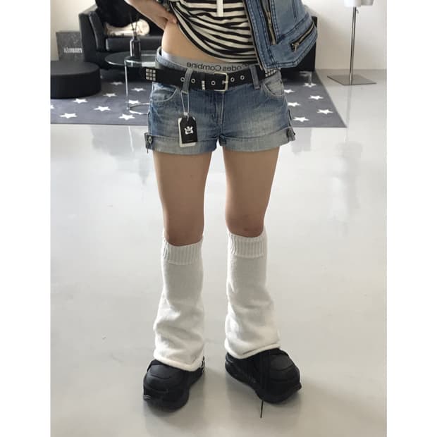 Jpn detail denim mini shorts