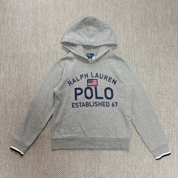 (160)폴로보이즈 로고 기모 후드티 L