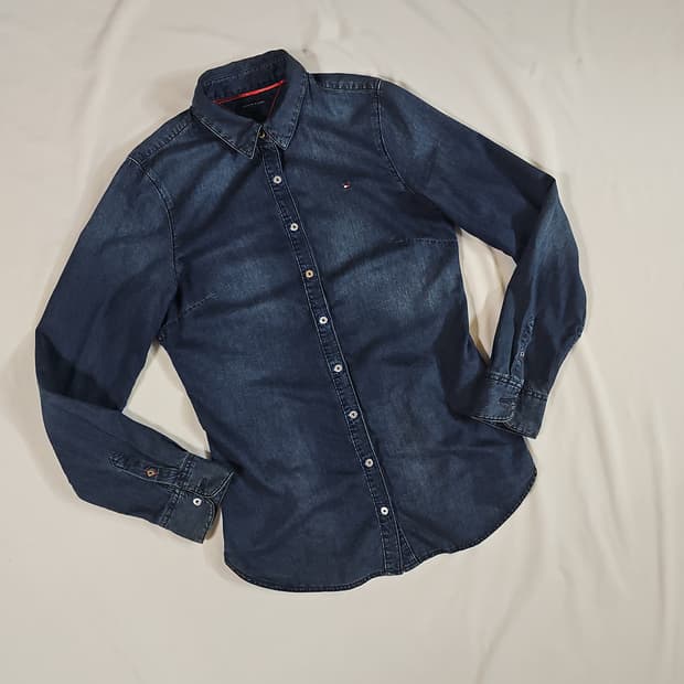 [95] 타미힐피거 국내 수입 정품 여성 빈티지 데님 셔츠 긴팔 남방