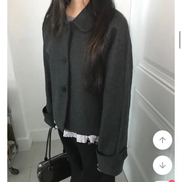 유색 필 모직 싱글 숏코트 charcoal 