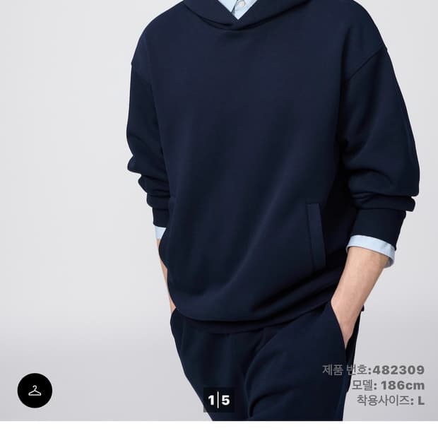 (L) 유니클로 C 스웨트 오버사이즈 풀파카 69 네이비