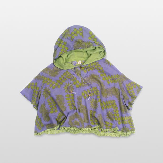 SHANTI Botanical Fringe Hooded Poncho Sh