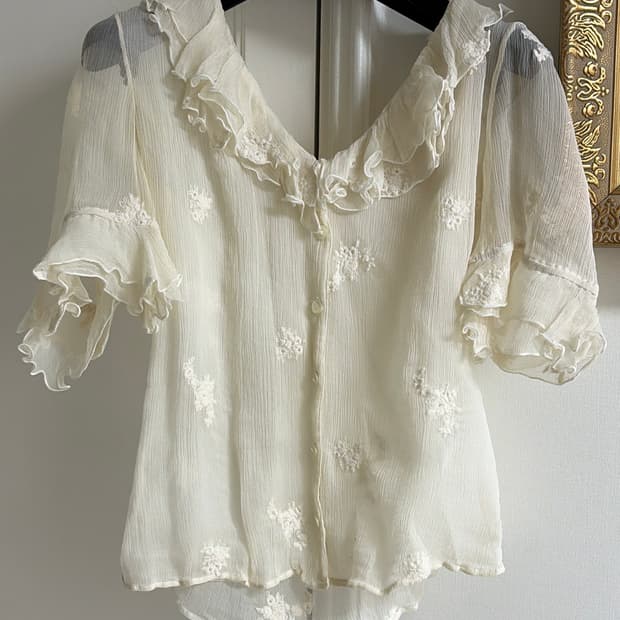  이태리 블루마린 실크블라우스 44,55 정품 