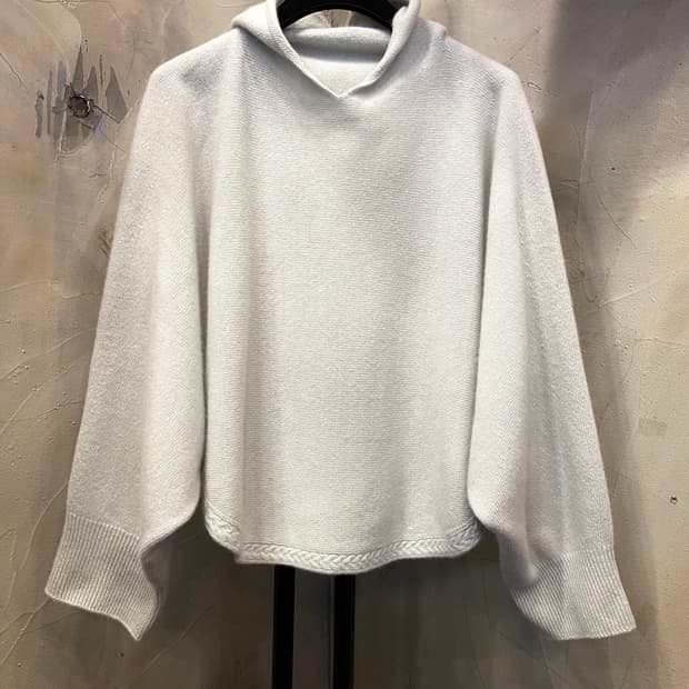 캐시미어 100% 숄 크롭 후드