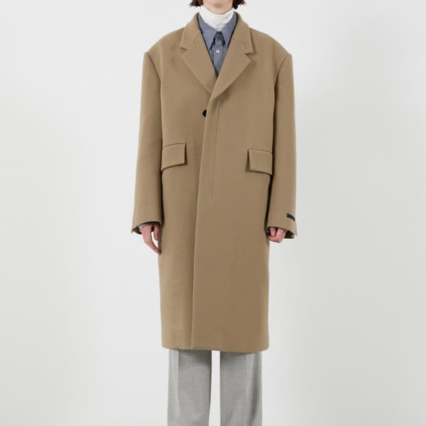 (M)애프터프레이X러드 히든버튼 오버사이즈 싱글 코트 베이지