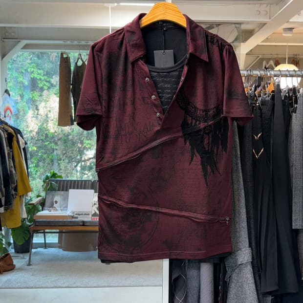 인더애틱 지퍼 절개 레이어드 폴로셔츠