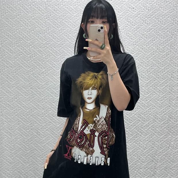X Japan 빈티지 스트릿 락펑크 밴드 히데 반팔티 105 C13933