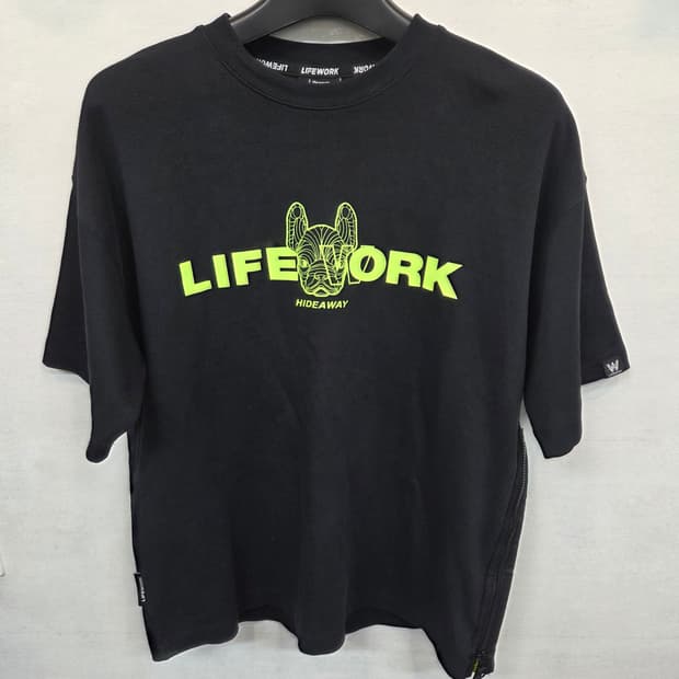 라이프워크 형광로고 사이드지퍼 반팔 m