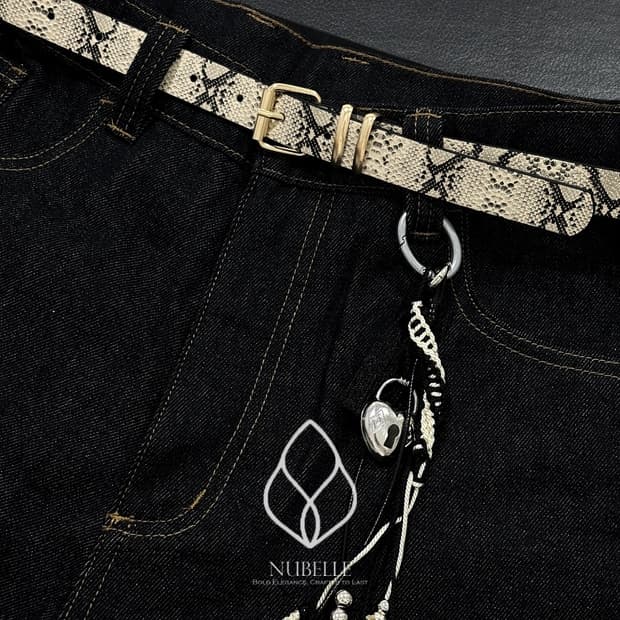 🌗 Snake printed belt / 파이톤 뱀피 프린팅 벨트
