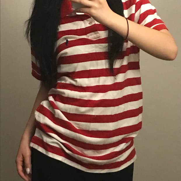 폴로 스트라이프 반팔 레드