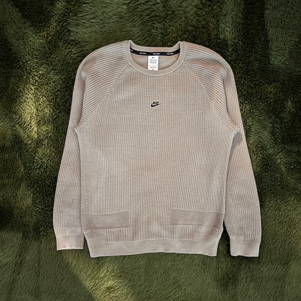 [M] 나이키 테크팩 클럽 로고 와플 니트 베이지