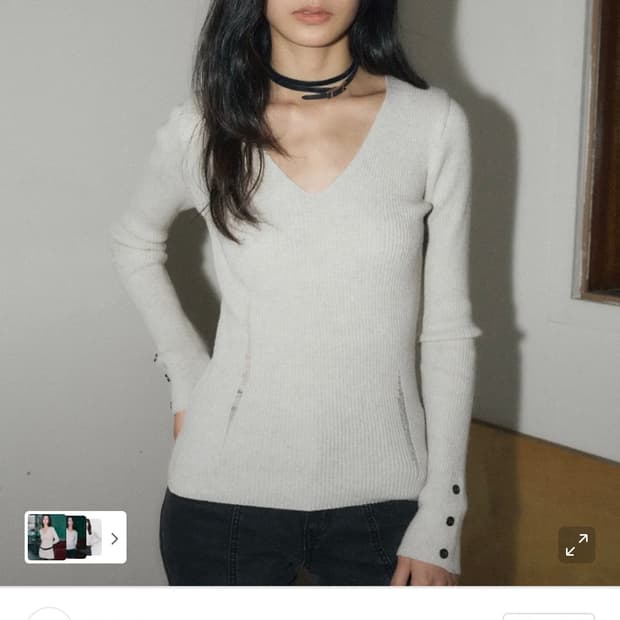 헬레네파리스 데미지드 브이넥 니트