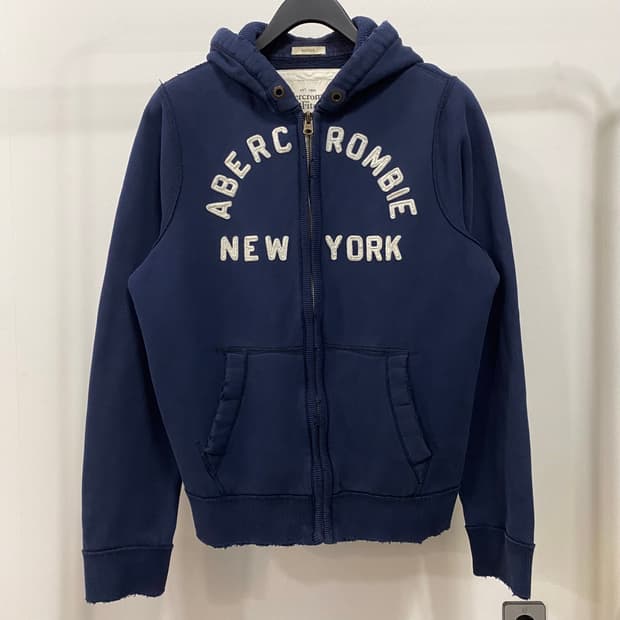 아베크롬비 써멀 기모 후드집업 네이비