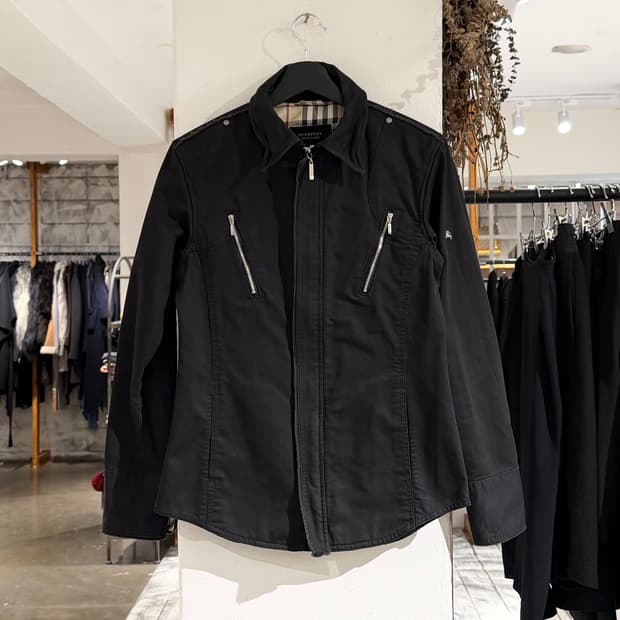 버버리 블랙라벨 블랙 우먼스 바이커 자켓