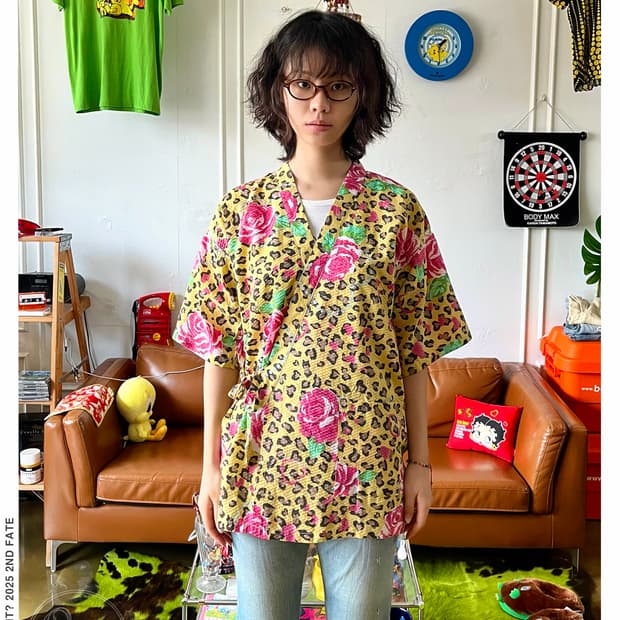 90-00s RUBY Japan Leopard Kimono Top