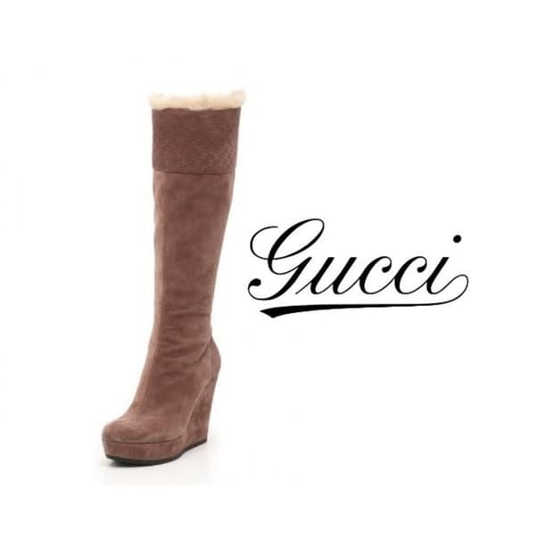 구찌 마이크로시마 스웨이드 웨지 롱부츠 Size 38(250mm)/정품